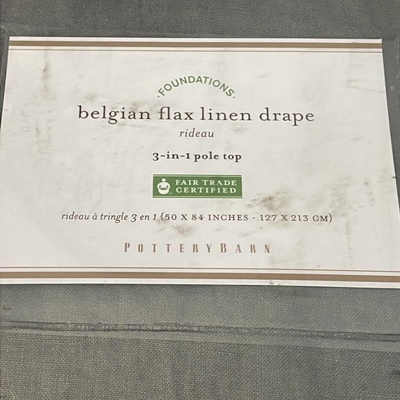 PB Belgian Flax Linen Curtain in Light Charcoal size 50x84 - Picture 4 of 6